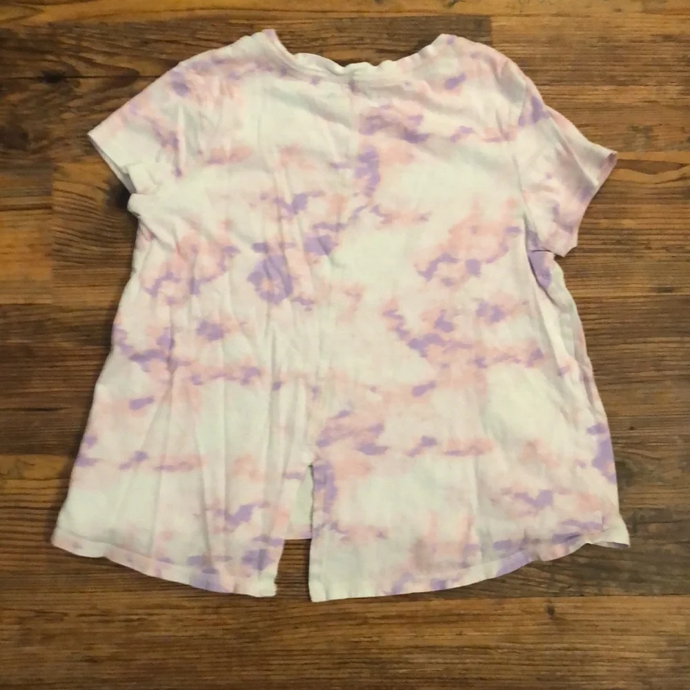 Old Navy l White Purple Tie Dye Glitter Sunbeams & Daydreams Top